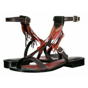 NWT Brian Atwood Boho Fringe Flat Sandals